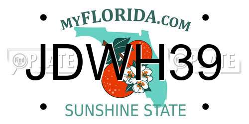 JDWH39 Florida License Plate