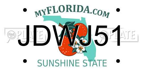 JDWJ51 Florida License Plate