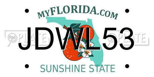 JDWL53 Florida License Plate