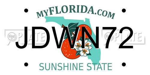 JDWN72 Florida License Plate