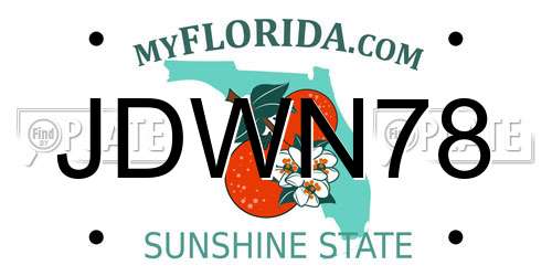 JDWN78 Florida License Plate