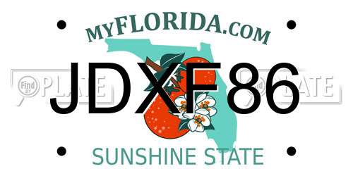JDXF86 Florida License Plate