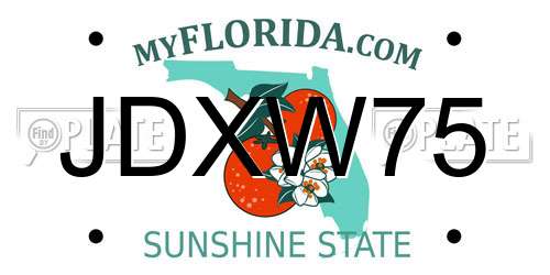 JDXW75 Florida License Plate
