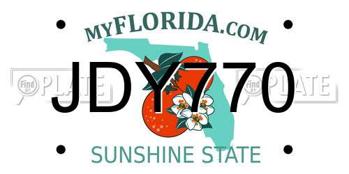 JDY770 Florida License Plate