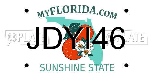 JDYI46 Florida License Plate