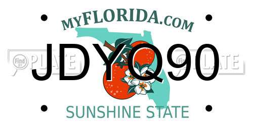 JDYQ90 Florida License Plate
