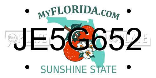 JE5G652 Florida License Plate