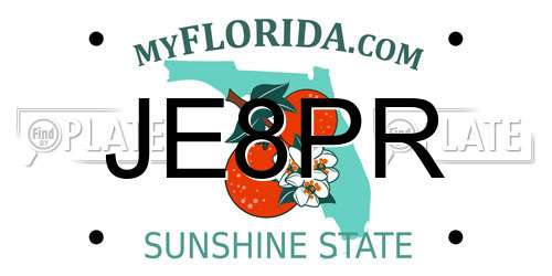 JE8PR Florida License Plate