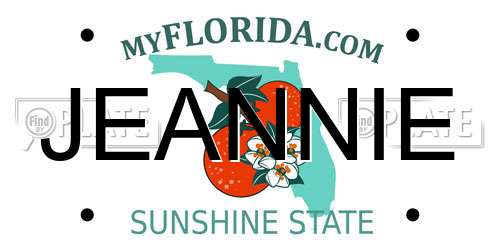 JEANNIE Florida License Plate