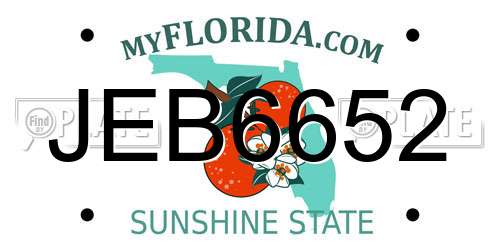 JEB6652 Florida License Plate