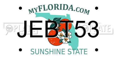 JEBT53 Florida License Plate