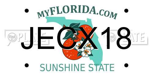 JECX18 Florida License Plate