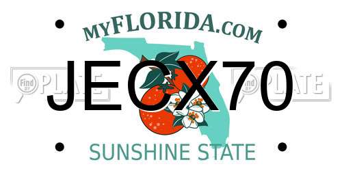 JECX70 Florida License Plate