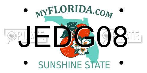 JEDG08 Florida License Plate