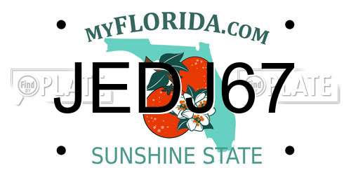 JEDJ67 Florida License Plate