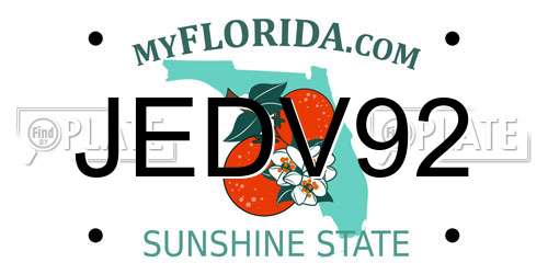 JEDV92 Florida License Plate