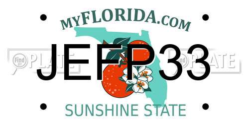 JEFP33 Florida License Plate
