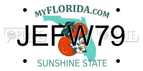 JEFW79 Florida License Plate