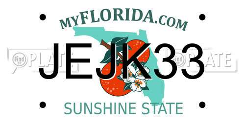 JEJK33 Florida License Plate