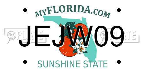 JEJW09 Florida License Plate