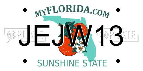 JEJW13 Florida License Plate