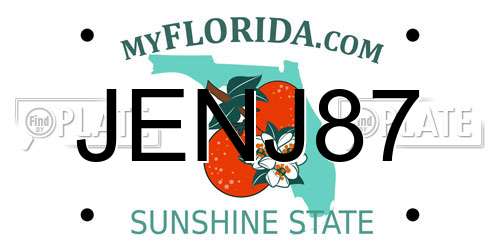 JENJ87 Florida License Plate