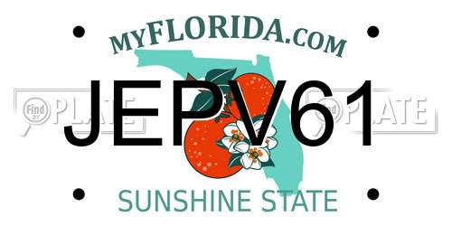 JEPV61 Florida License Plate