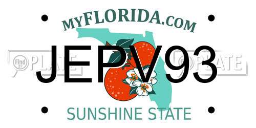 JEPV93 Florida License Plate