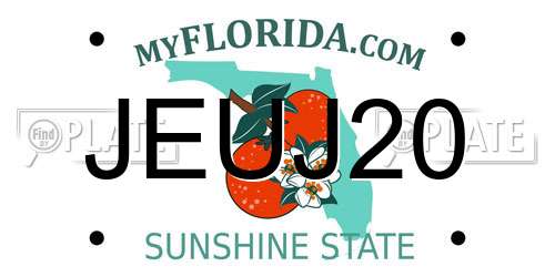 JEUJ20 Florida License Plate