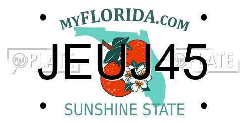 JEUJ45 Florida License Plate
