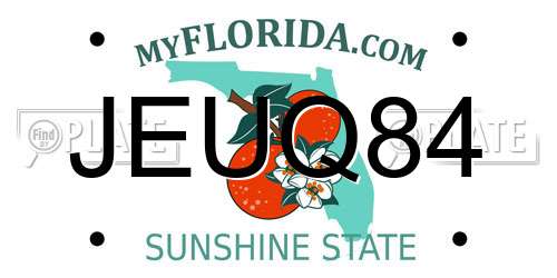 JEUQ84 Florida License Plate