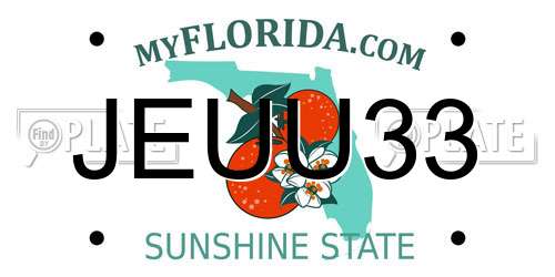 JEUU33 Florida License Plate