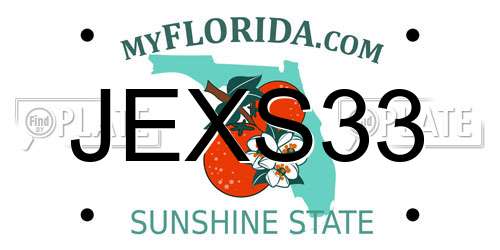 JEXS33 Florida License Plate