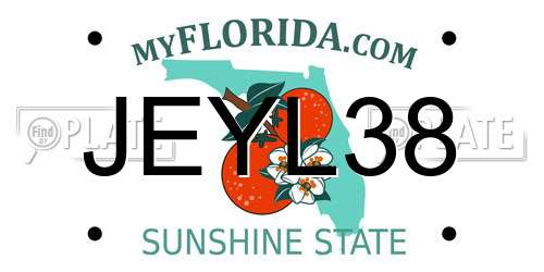 JEYL38 Florida License Plate