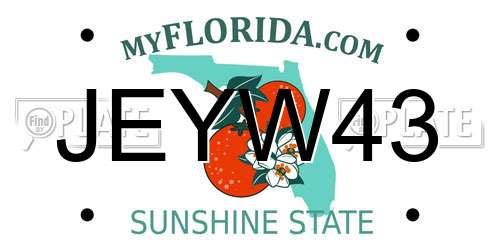 JEYW43 Florida License Plate