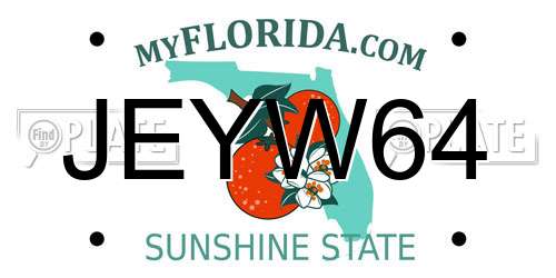 JEYW64 Florida License Plate