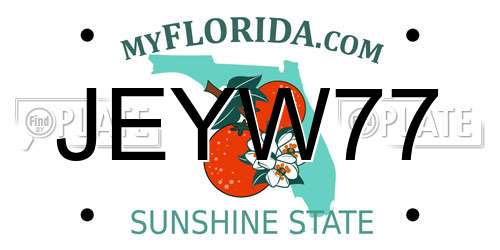 JEYW77 Florida License Plate