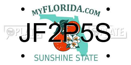 JF2P5S Florida License Plate