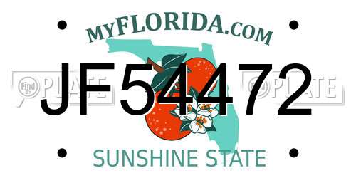 JF54472 Florida License Plate