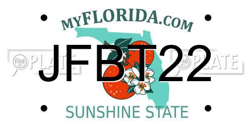 JFBT22 Florida License Plate
