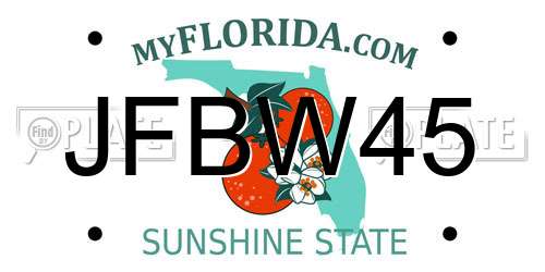 JFBW45 Florida License Plate