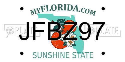 JFBZ97 Florida License Plate