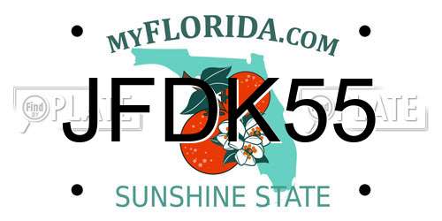 JFDK55 Florida License Plate