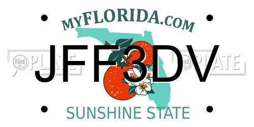 JFF3DV Florida License Plate
