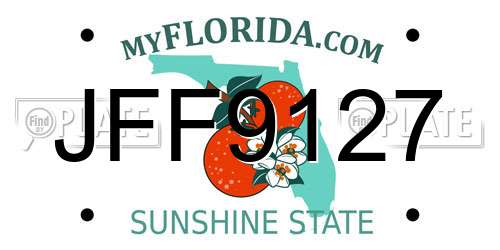 JFF9127 Florida License Plate