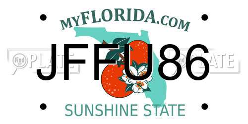 JFFU86 Florida License Plate