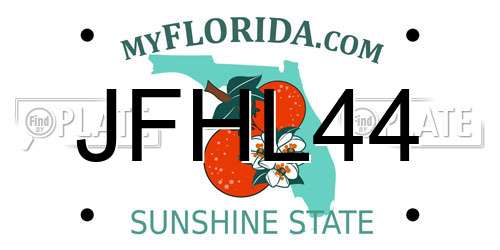 JFHL44 Florida License Plate