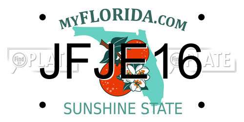 JFJE16 Florida License Plate