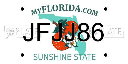 JFJJ86 Florida License Plate