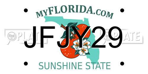 JFJY29 Florida License Plate